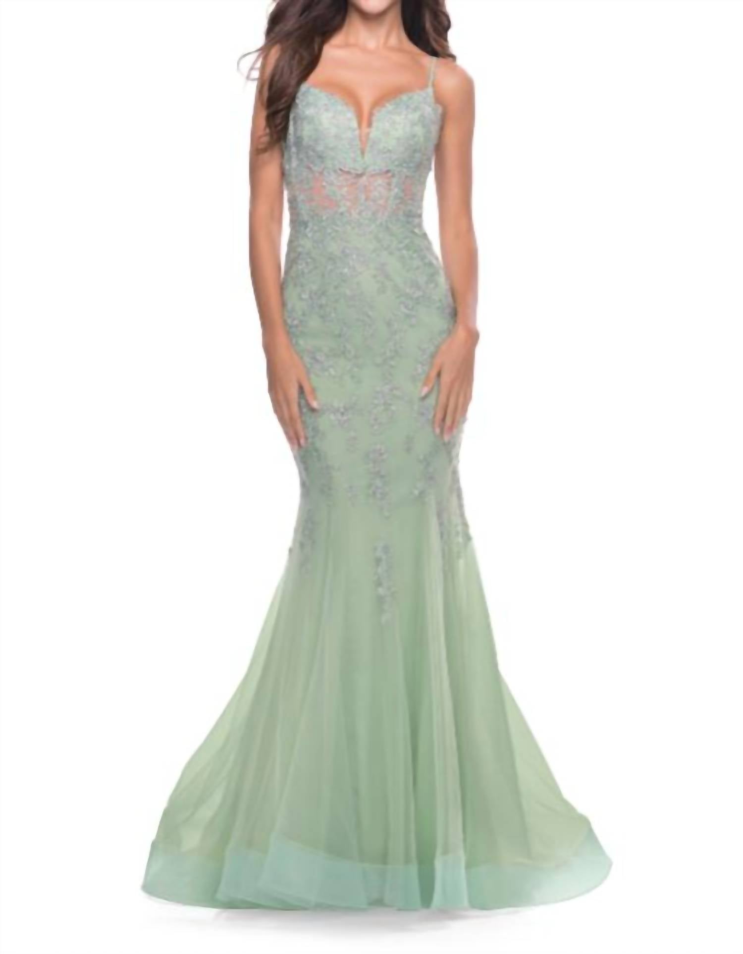 La Femme - Lace and Tulle Godet Gown