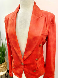 Oolala - Double Breasted Faux Suede Blazer
