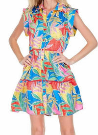 Joy Joy - Pocket Tiered Shirt Dress