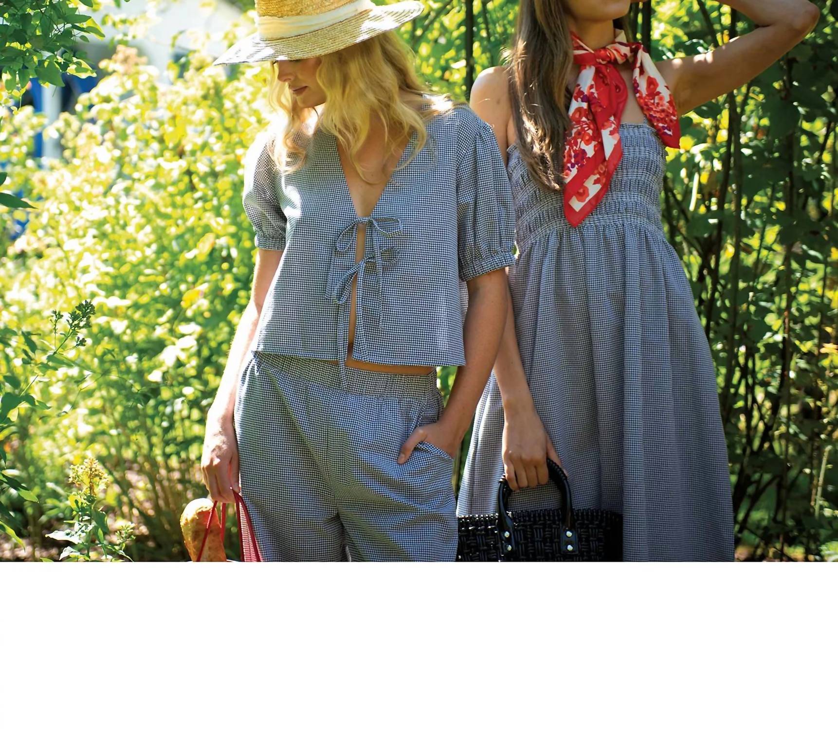 Elan - Gingham Front Tie-top
