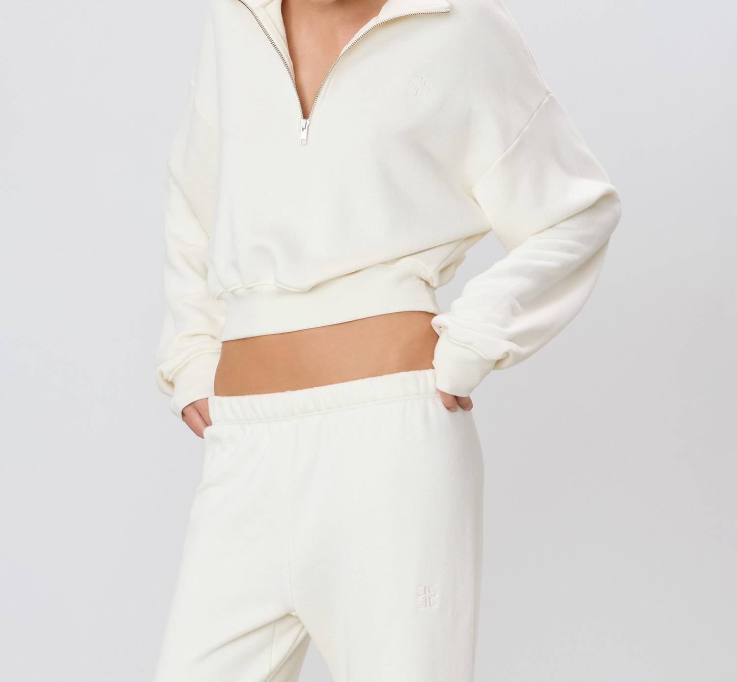 Eterne - Cropped Half Zip Sweatshirt