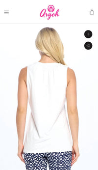 Aryeh - Smocked Neckline Sleeveless Top
