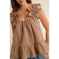 So Me - Gingham Flower Sleeve Top