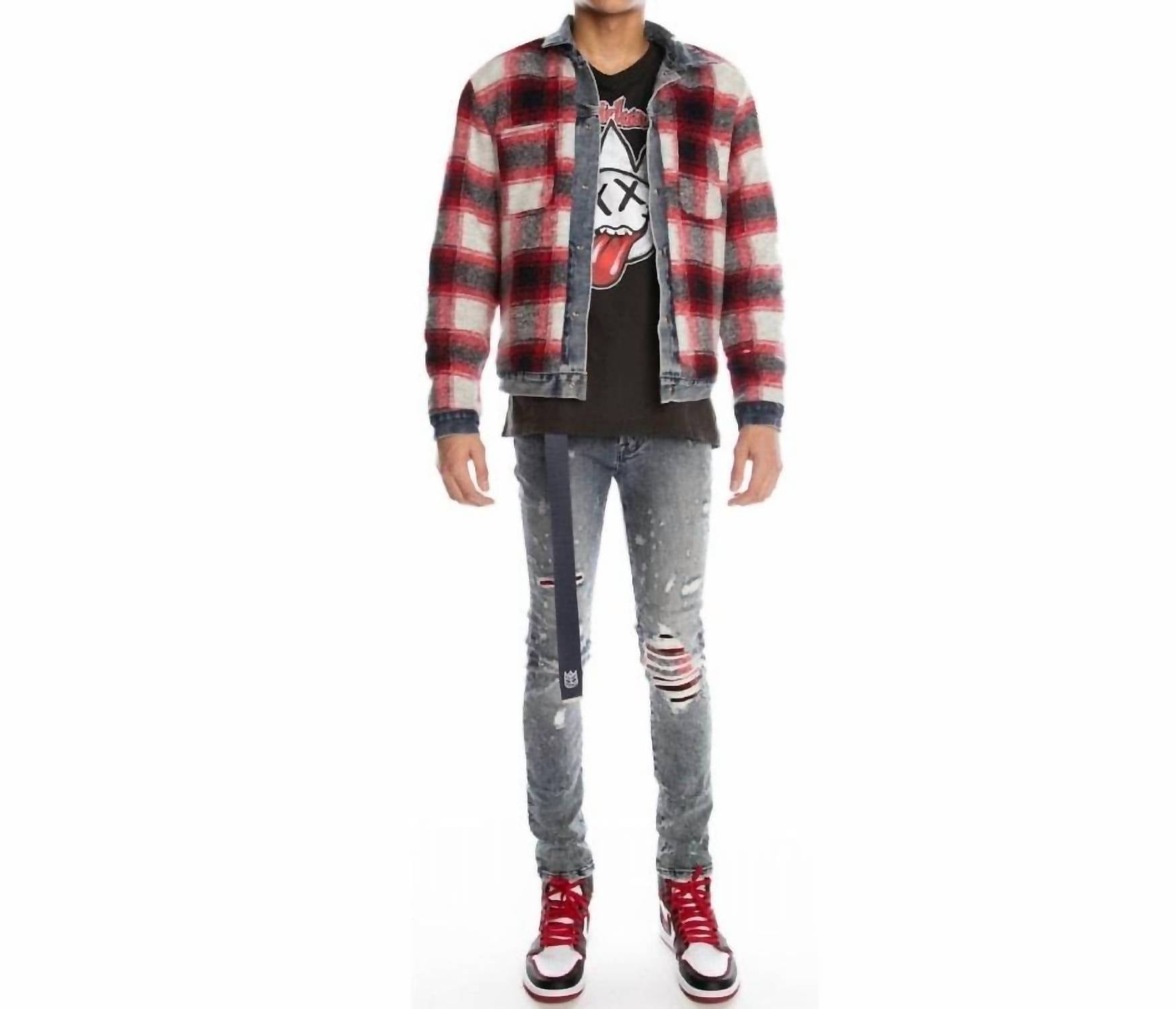 Cult Of Individuality - MEN'S PUNK SUPER SKINNY STRETCH BELTED JEANS