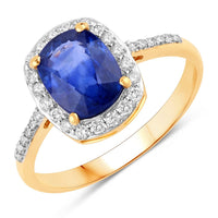 Diana M Jewels Women's Cushion Natural Sapphire Fashion Ring (2.37 Ct) - Classic Plus in 18k yellow gold - women's jewelry