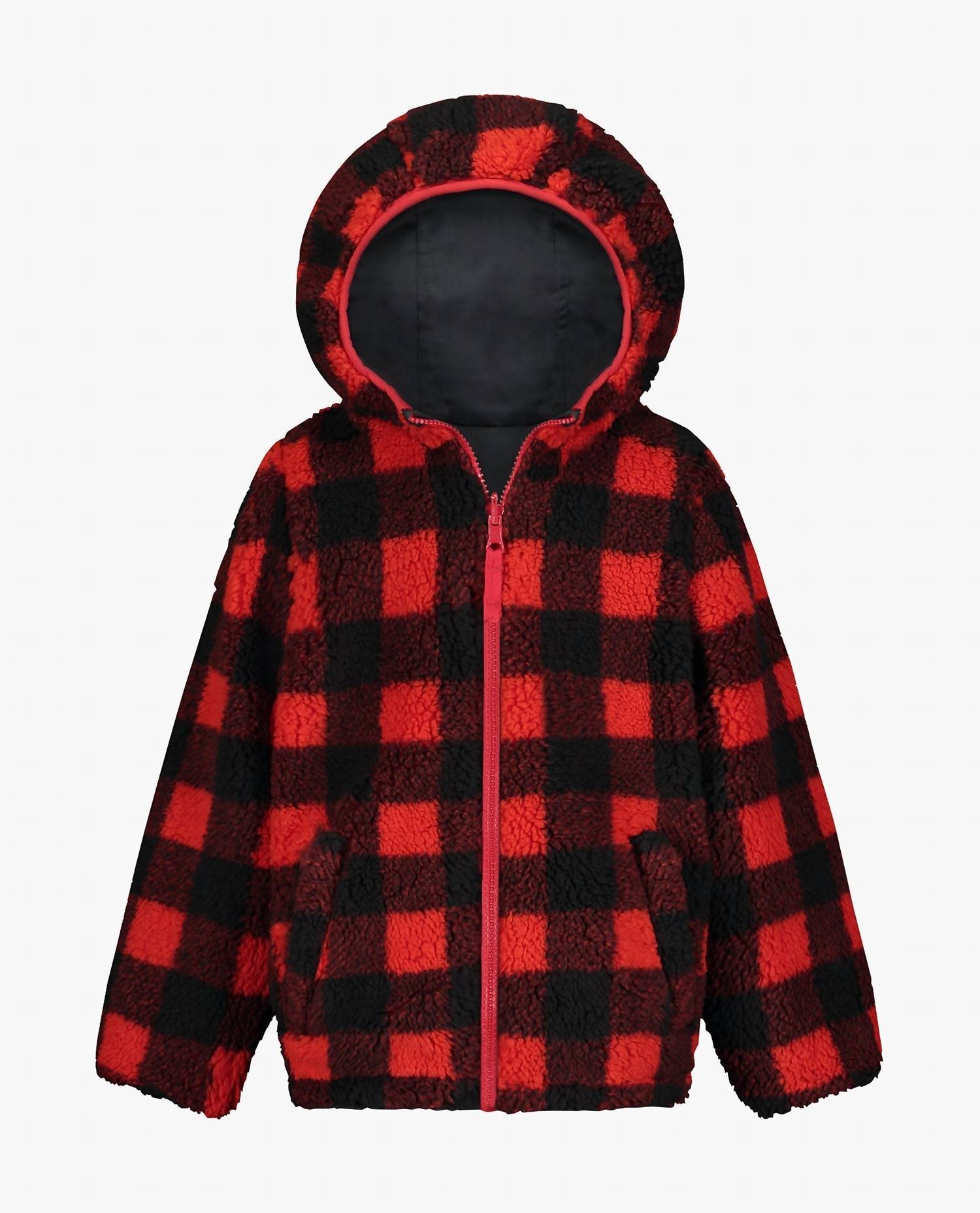 London Fog - Boys Zip-front Reversible Fleece Lined Hooded Jacket