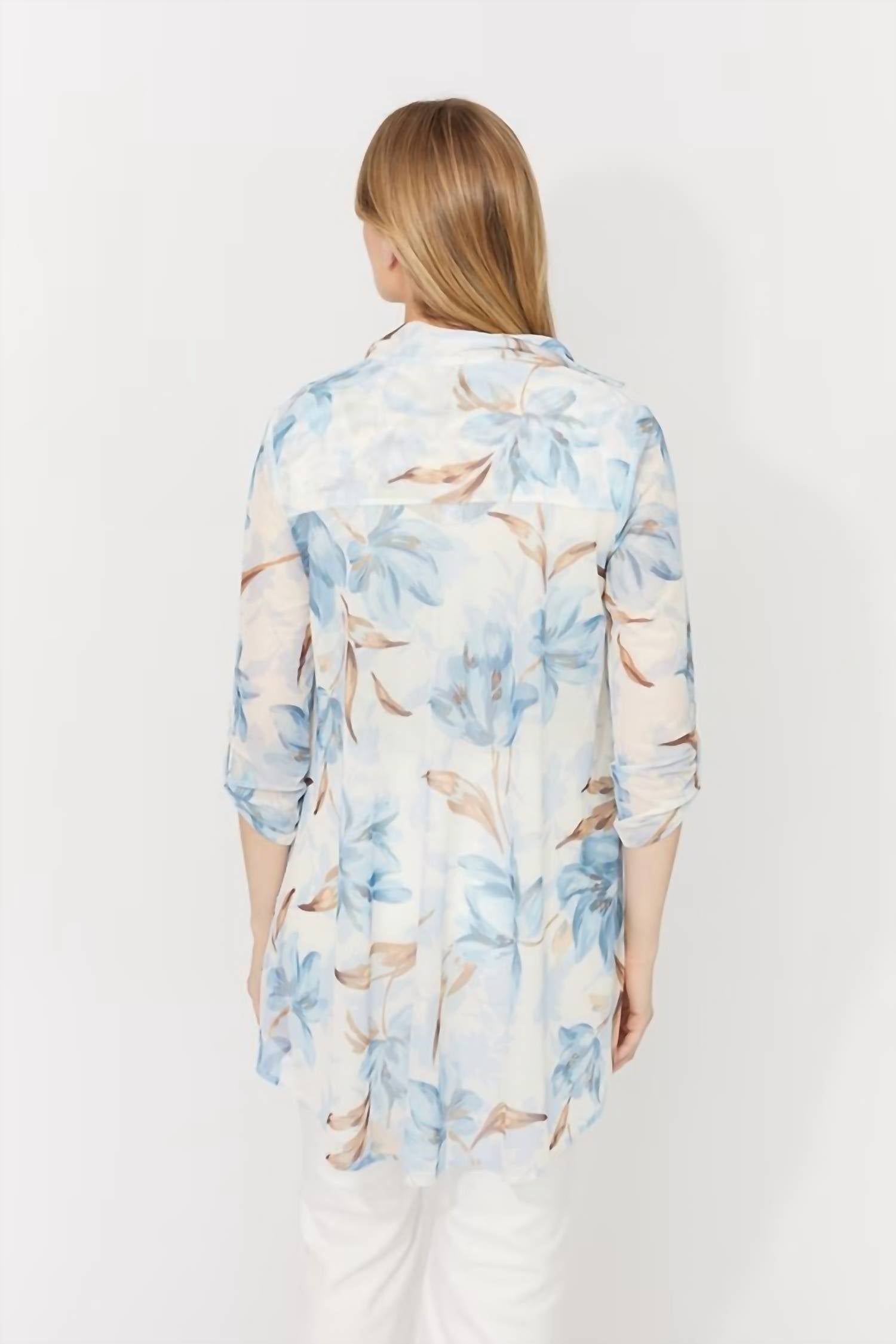 Frank Lyman - Floral Sheer Buttoned Blouse