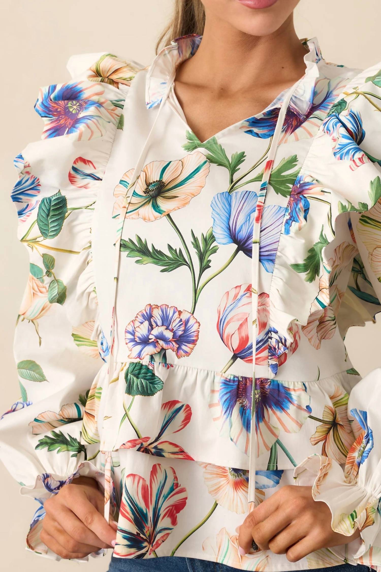 Prosperina Faye Ruffle Top in bloom - women's blouse - view 5