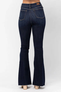 Judy Blue - High Waist Raw Hem Flare Jeans