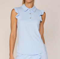 G Lifestyle - Sleeveless Ruffle Top With Gold Buttons