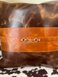 Equipage Snaffle Bit Leather Pillow Cover in brown - item - alternate view