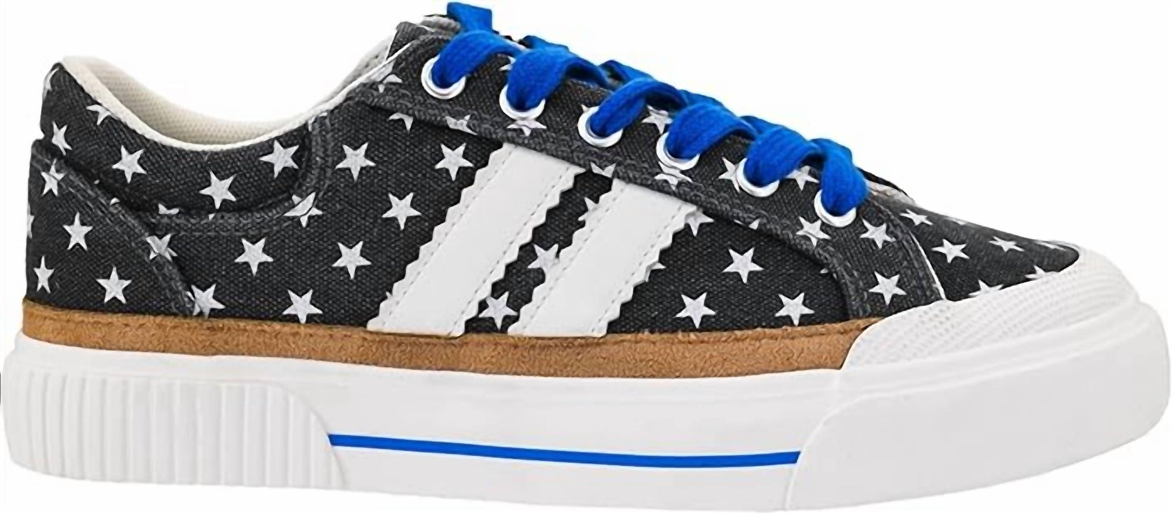 Corkys Footwear Women's That's Her Lace Up Sneakers in black with oversized stars - women's sneaker