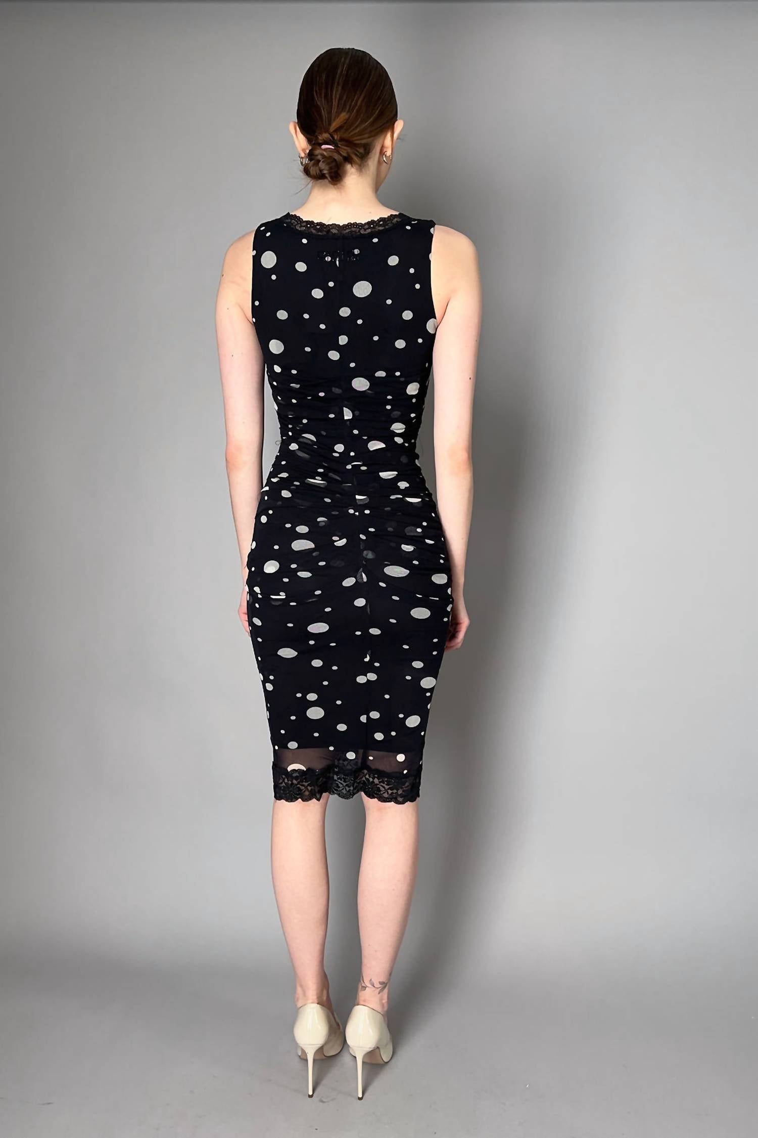 Fuzzi - Ruched Polka Dot Tulle Dress