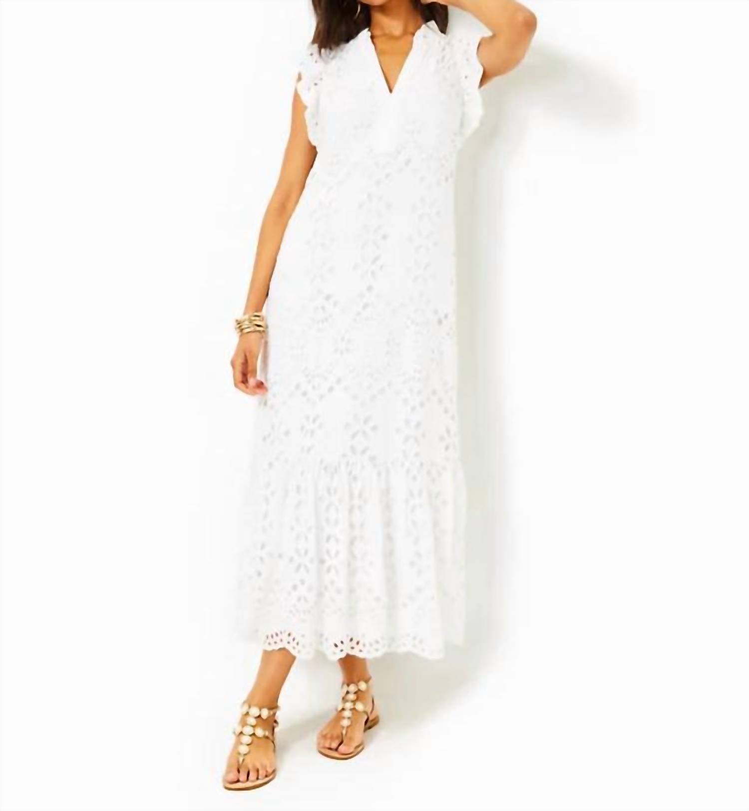 Lilly Pulitzer - Klaudie Ruffle Sleeve Eyelet Midi Dress