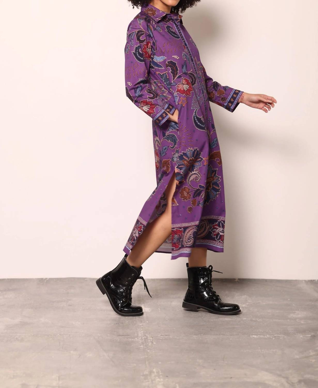 maude vivante Eliza Midi Dress in purple sparkle - women's dress - alternate view