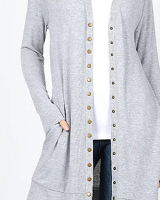 Zenana - Full Sleeve Long Snap Cardigan