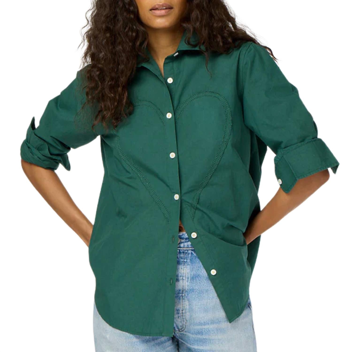 KERRI ROSENTHAL Women's Mia Max Heart Shirt in emerald - women's shirt