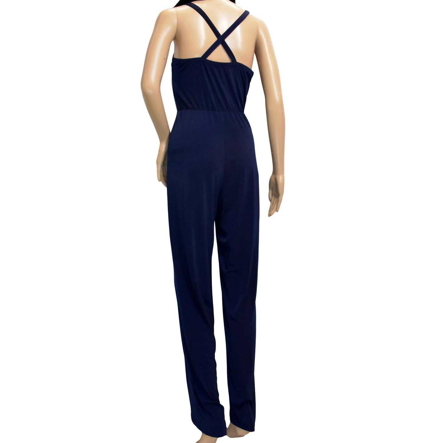 Women Ruffle Trim V-Neck Sleeveless Jumpsuit