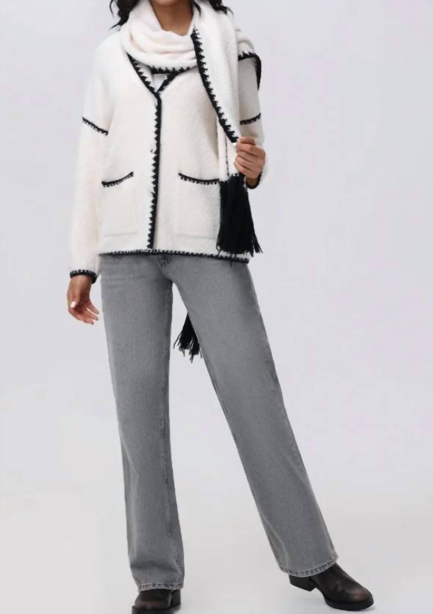 525 America - Tierney Whipstitch Scarf Neckline Cardigan