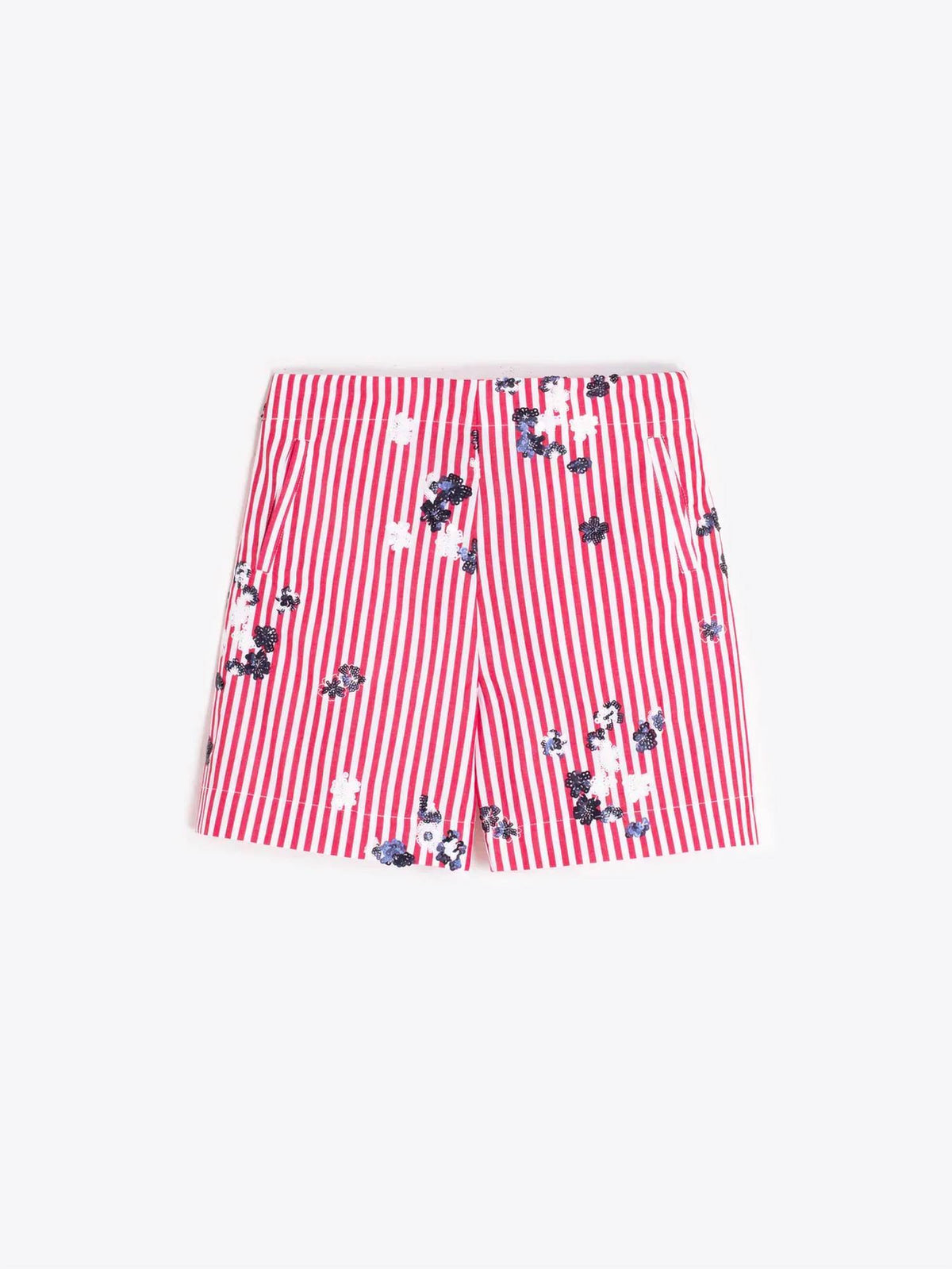 Vilagallo - Striped Flower And Sequin Shorts