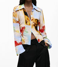 Desigual - Butt Draped Abstract Floral Blouse