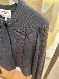Twp - Women's Suede Cable Sweater Jacket