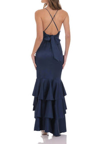 Lucy In The Sky - Satin Ruffle Fishtail Maxi Gown
