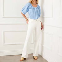 Karen Kane - Short Sleeve Embroidered Peasant Top