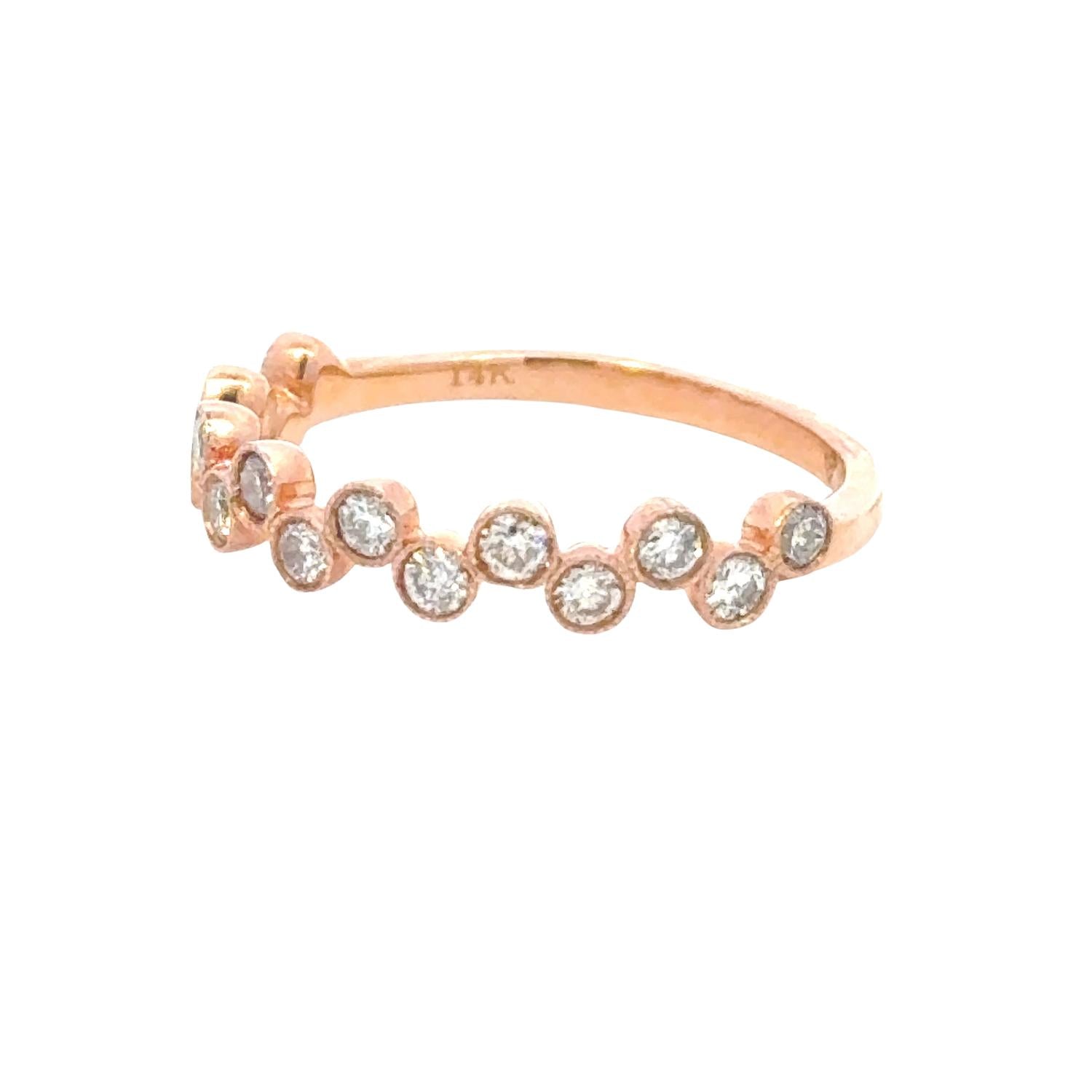 Aamiaa - 0.45 Carat Natural Round Diamond Bezel Set Band Ring - Size 6.5