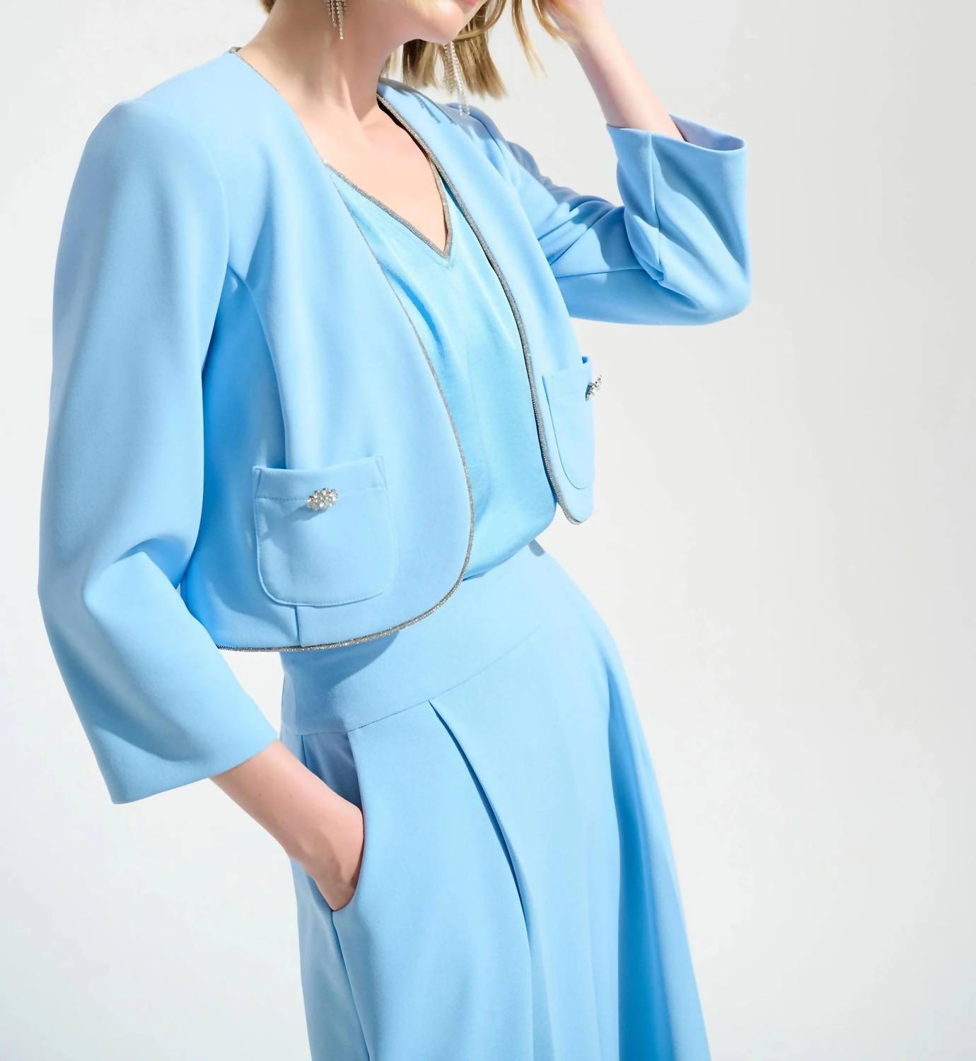 Joseph Ribkoff - Rhinestone Trim Cropped Jacket