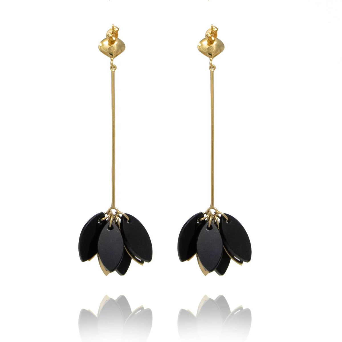 Georgina Jewelry - Women's Onyx Leaf Earrings