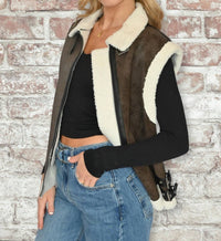Elan - High Neck Faux Shearling Vest