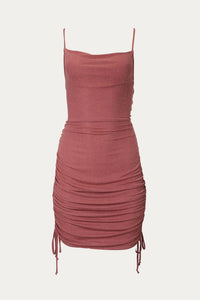 RUCHED LUREX STRETCH-JERSEY MINI DRESS