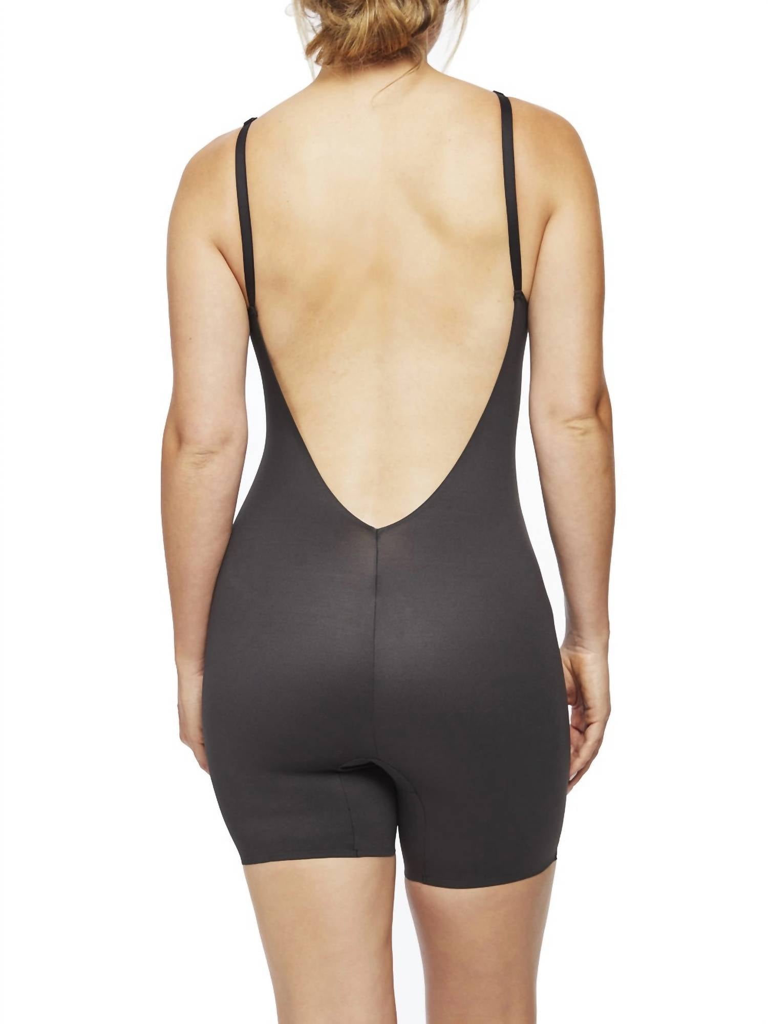 TC Fine Intimates Dress Rehearsal Low-back Mid-thigh Shaping Bodysuit in black - women's shirt - detail view