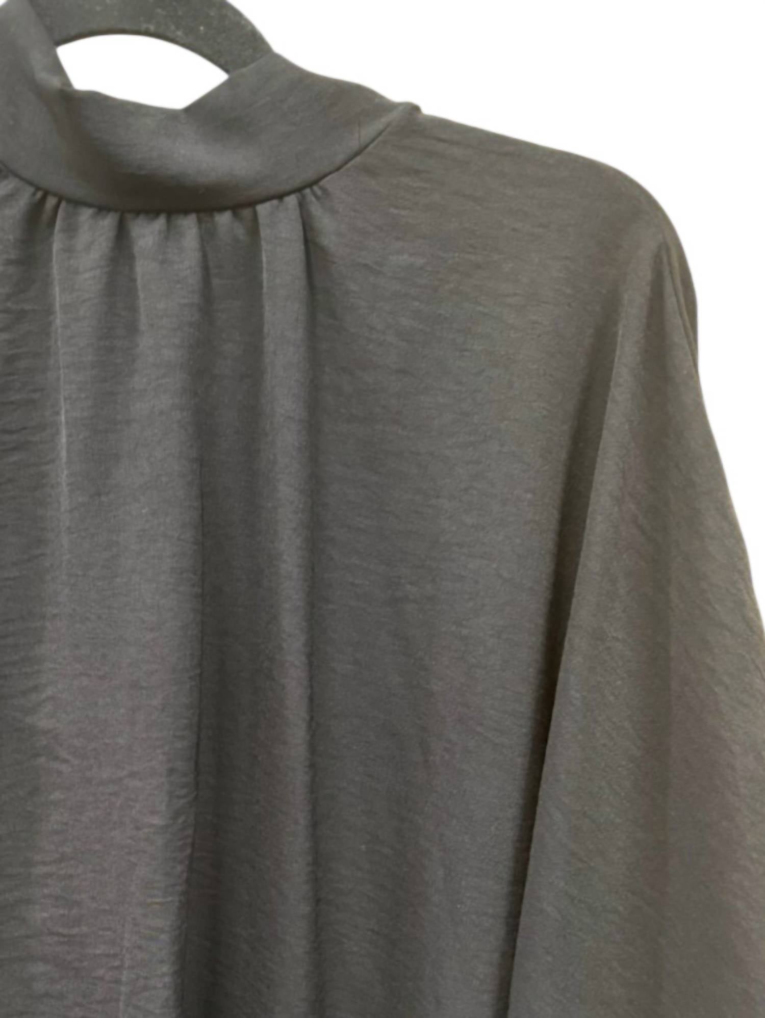 Pixi + Ivy Women's Tie Back Mock Neck Tunic Top in black - women's shirt - detail view