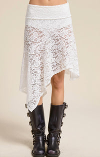 Mimosa - Asymmetric Sheer Lace Skirt