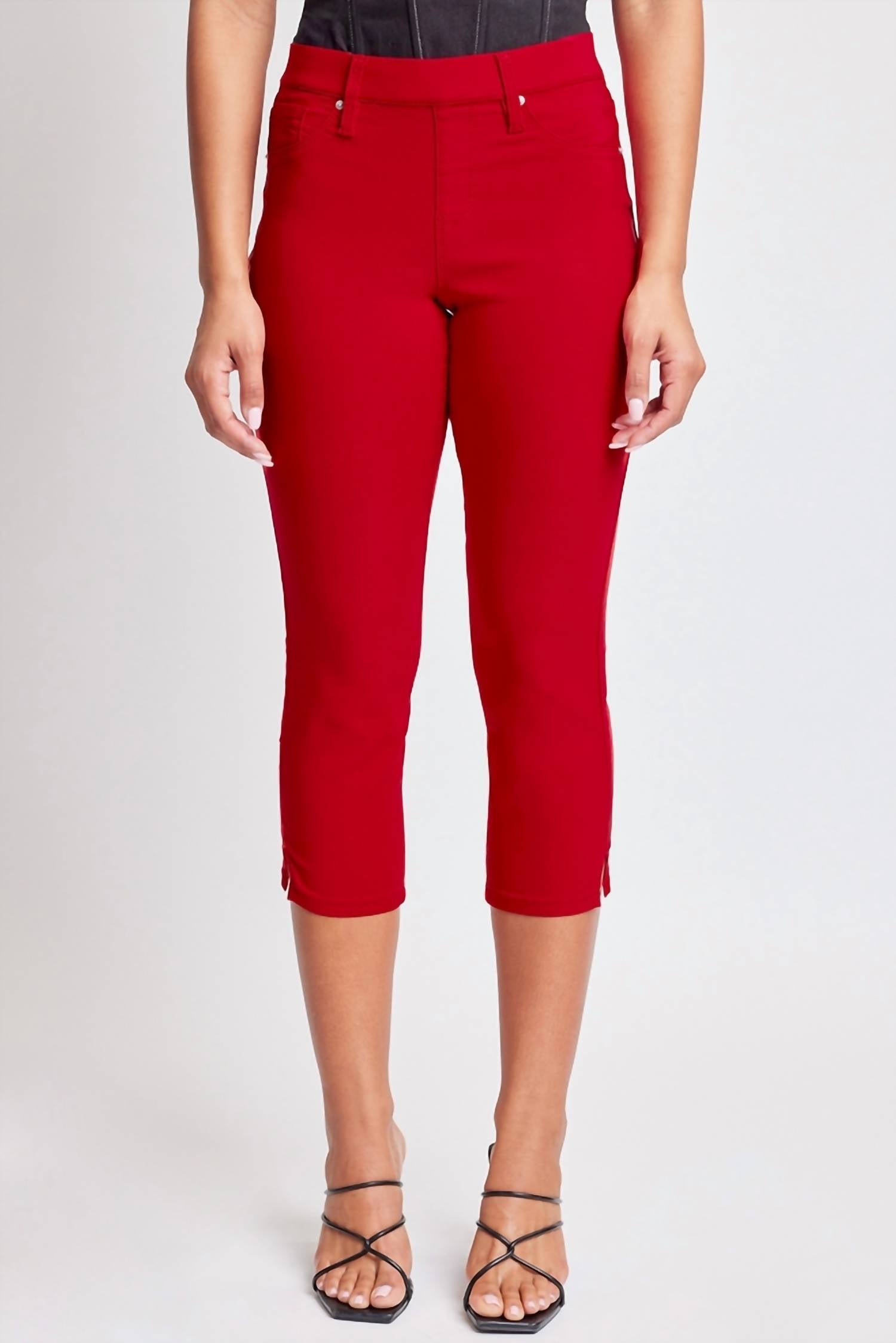 Ymi - Hyperstretch Pull On Capri With Side Slit