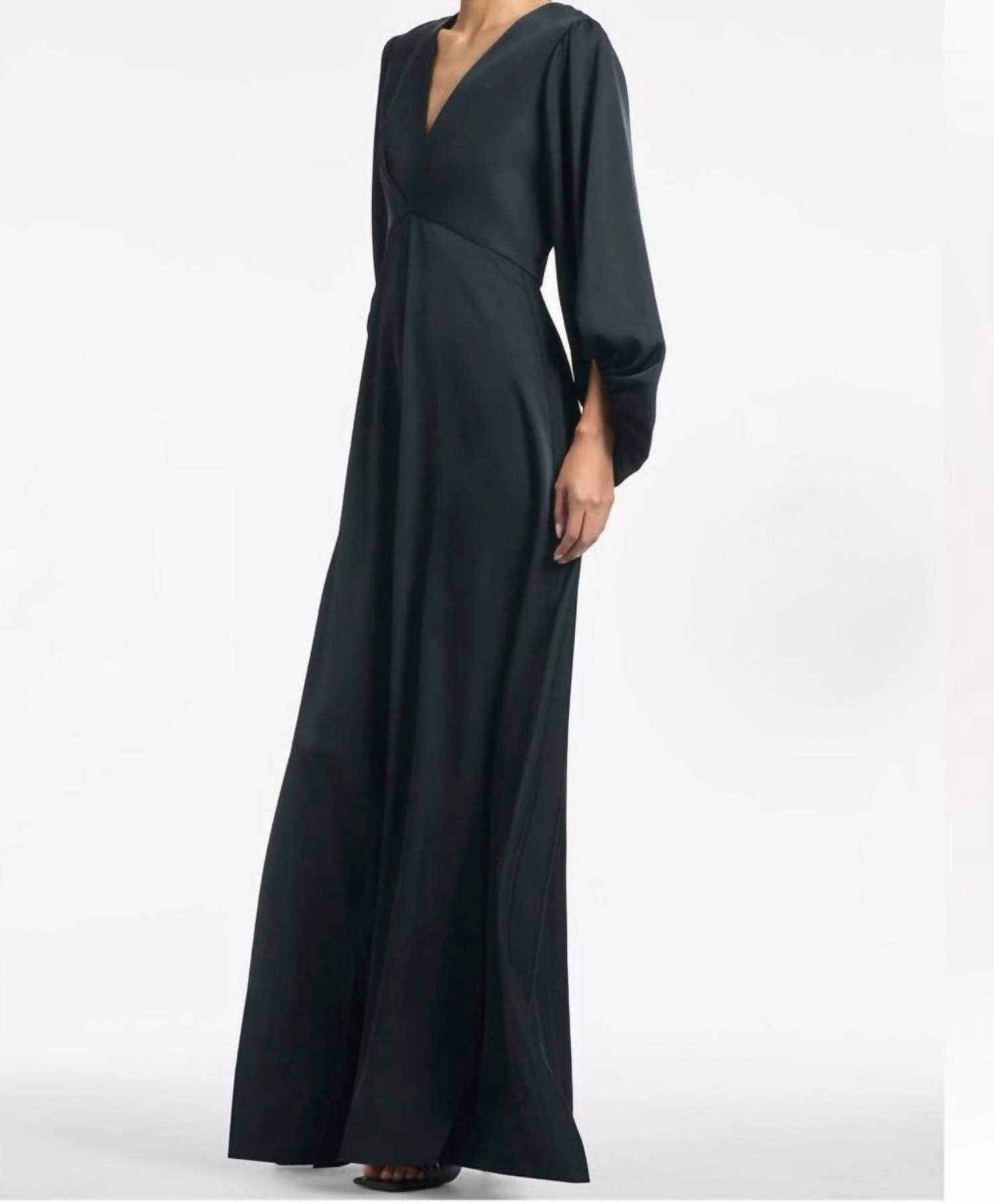SACHIN & BABI Jenny Satin Crepe Gown in black - women's dress - view 4