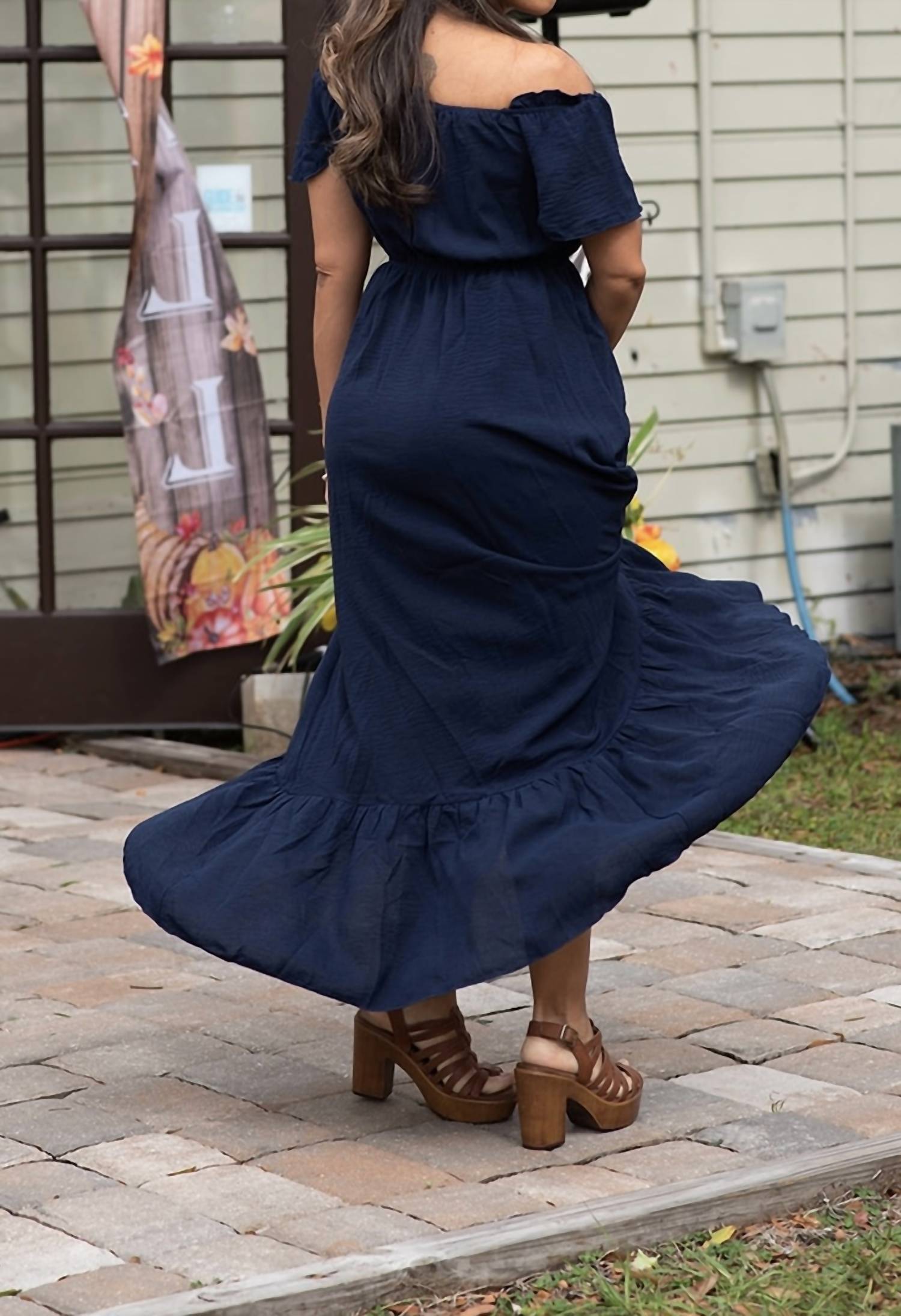 Anna-Kaci - Linen rufflebutton dress