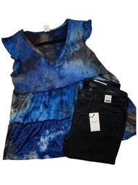 Sew In Love - Women's Baby Doll Ruffle Sleeve Tie Dye Tank Top
