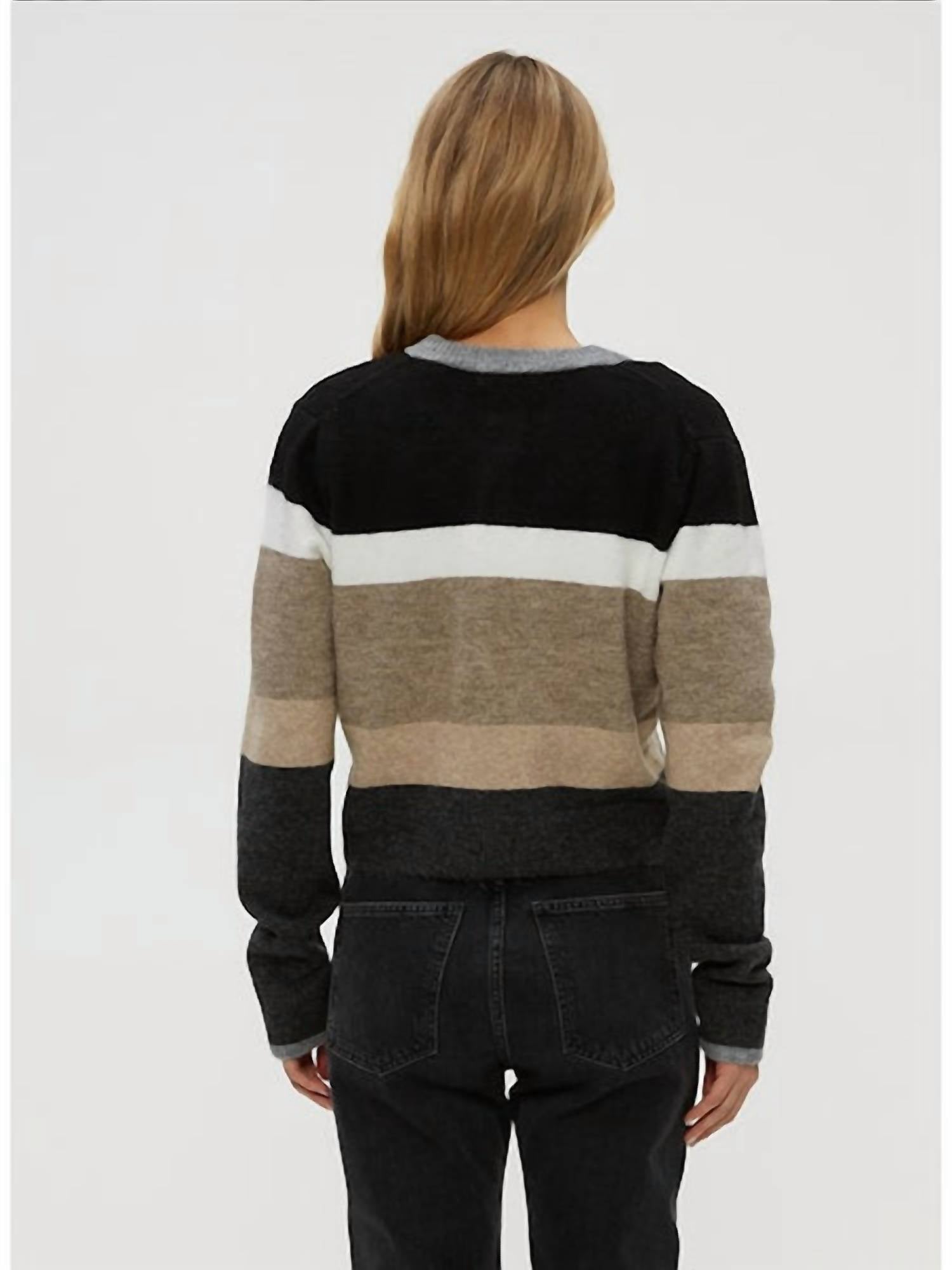 Michael Stars Fiona Stripe Sweater Top in neutral stripe - women's sweater - detail view