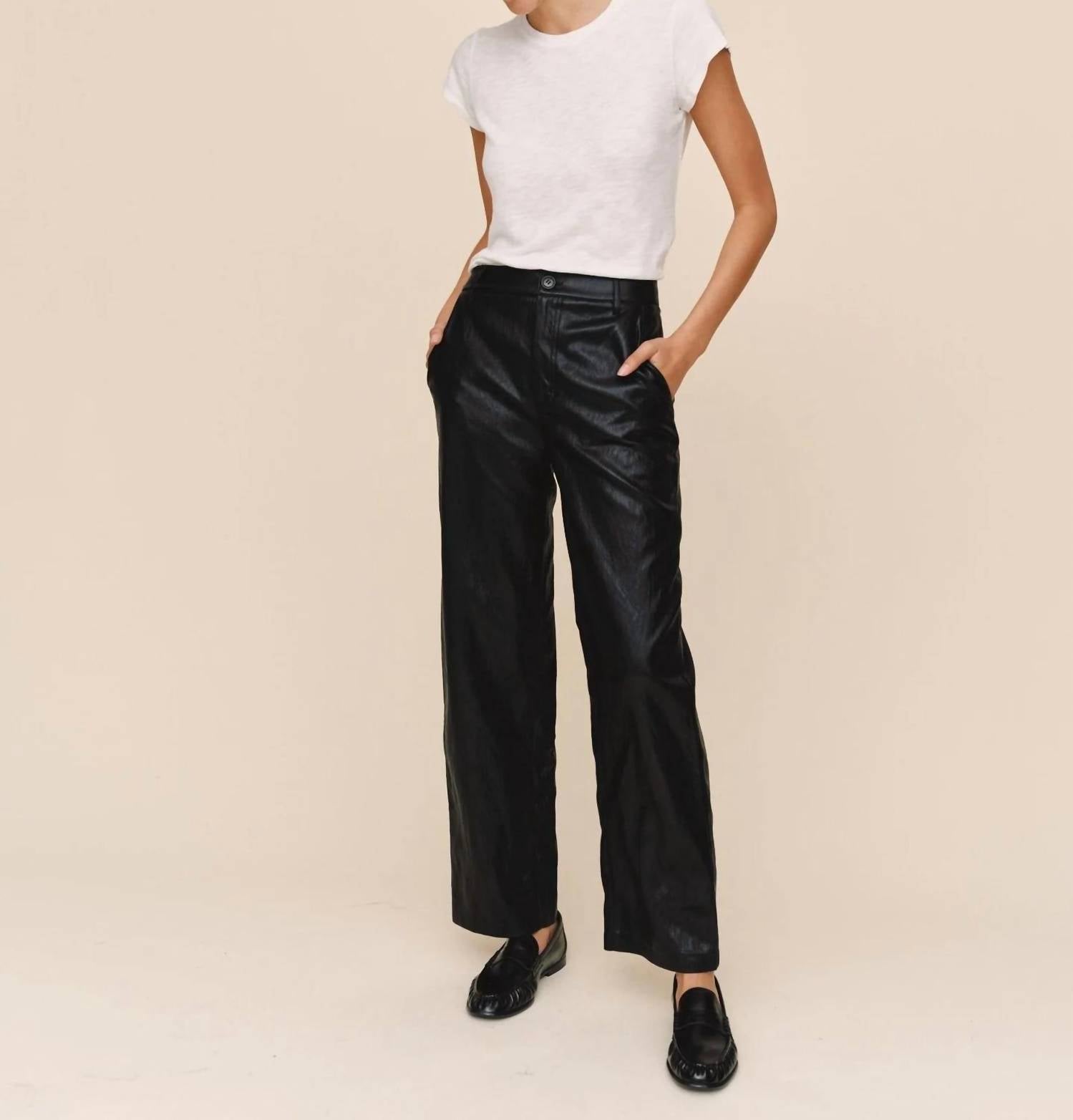 Bella Dahl Faux Leather Pants in black - women's pants