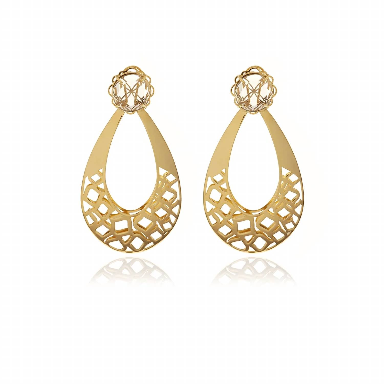 Georgina Jewelry - Women's Racines Drop Smoky Crystal Earrings