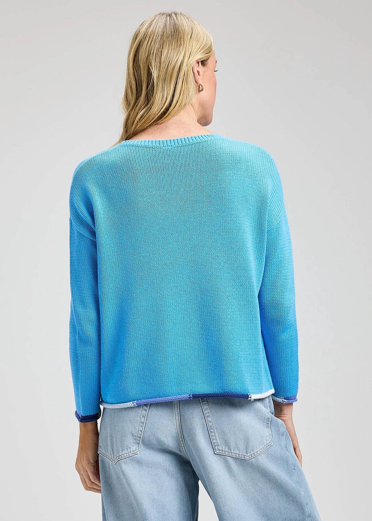 Zaket & Plover - Crew Neck Sweater With Contrast Roll Hem