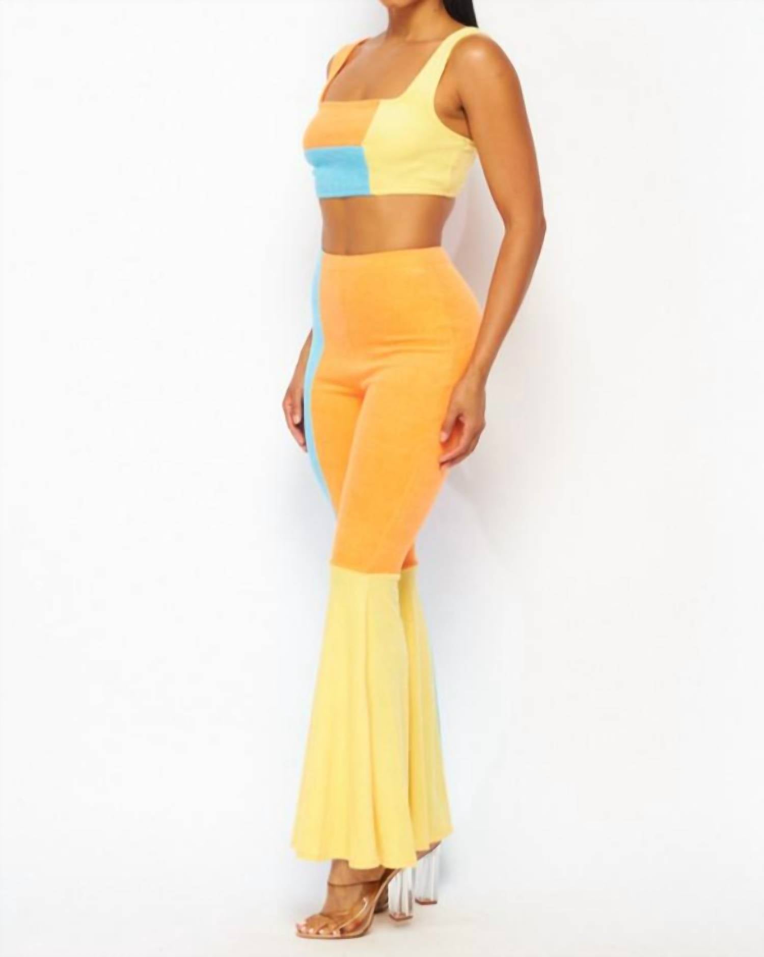 Bright Idea Terry Cloth Crop Top and Pant Set