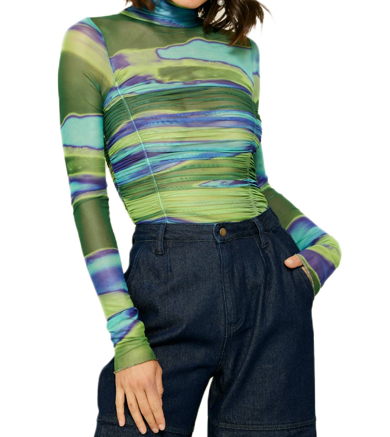 Line And Dot - Joni Ruched Bodysuit Top