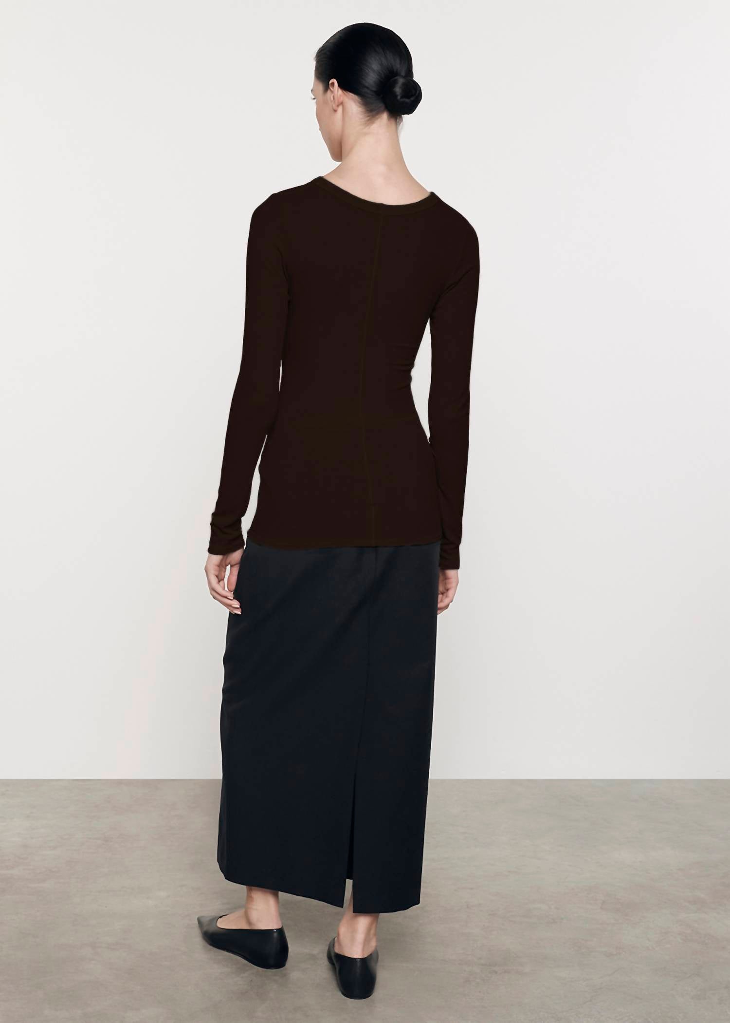 Enza Costa - SILK KNIT LONG SLEEVE CREW TEE