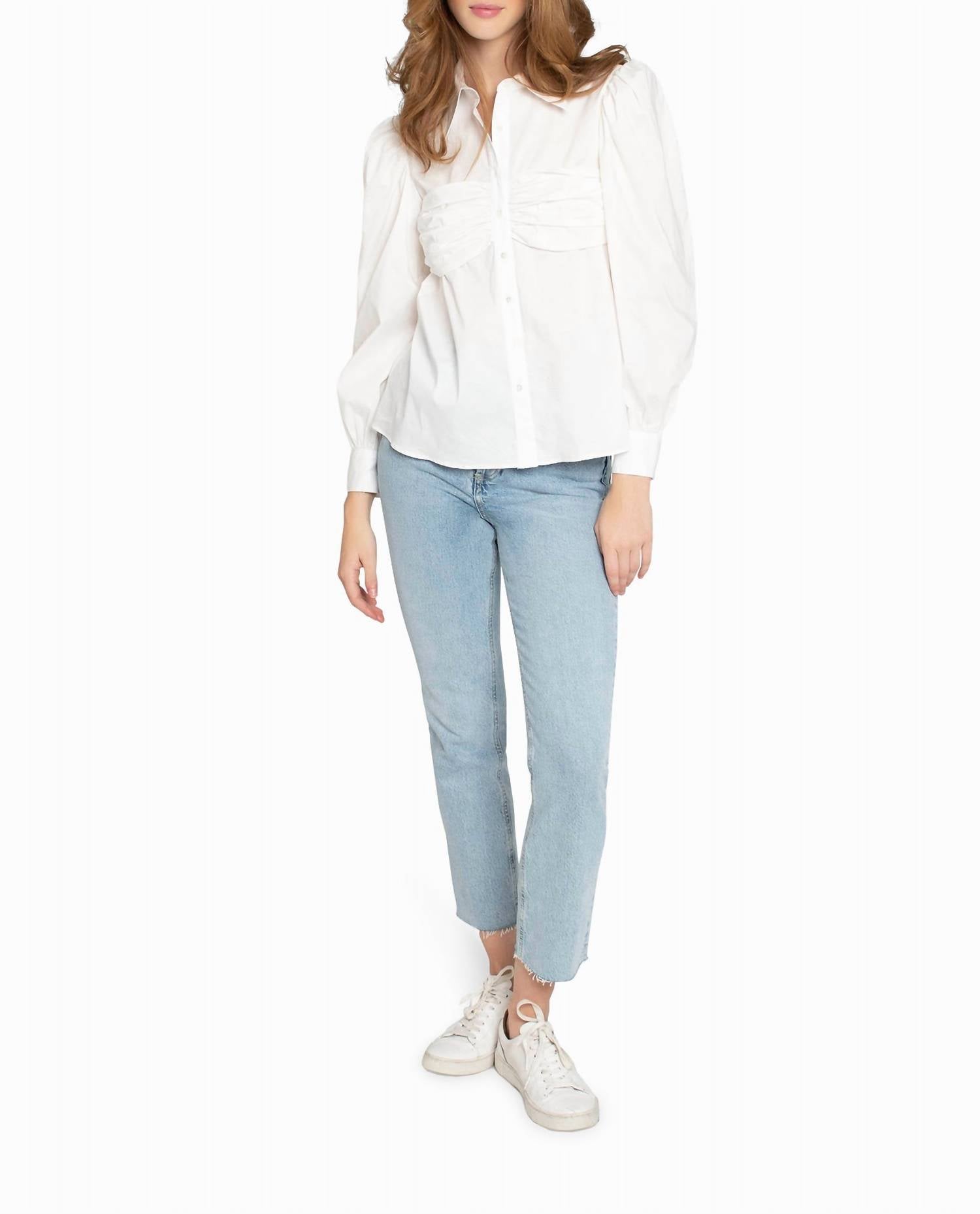 Nicole Miller - Cotton Poplin Button Down Top