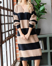 First Love - Striped Knit Sweater Dress