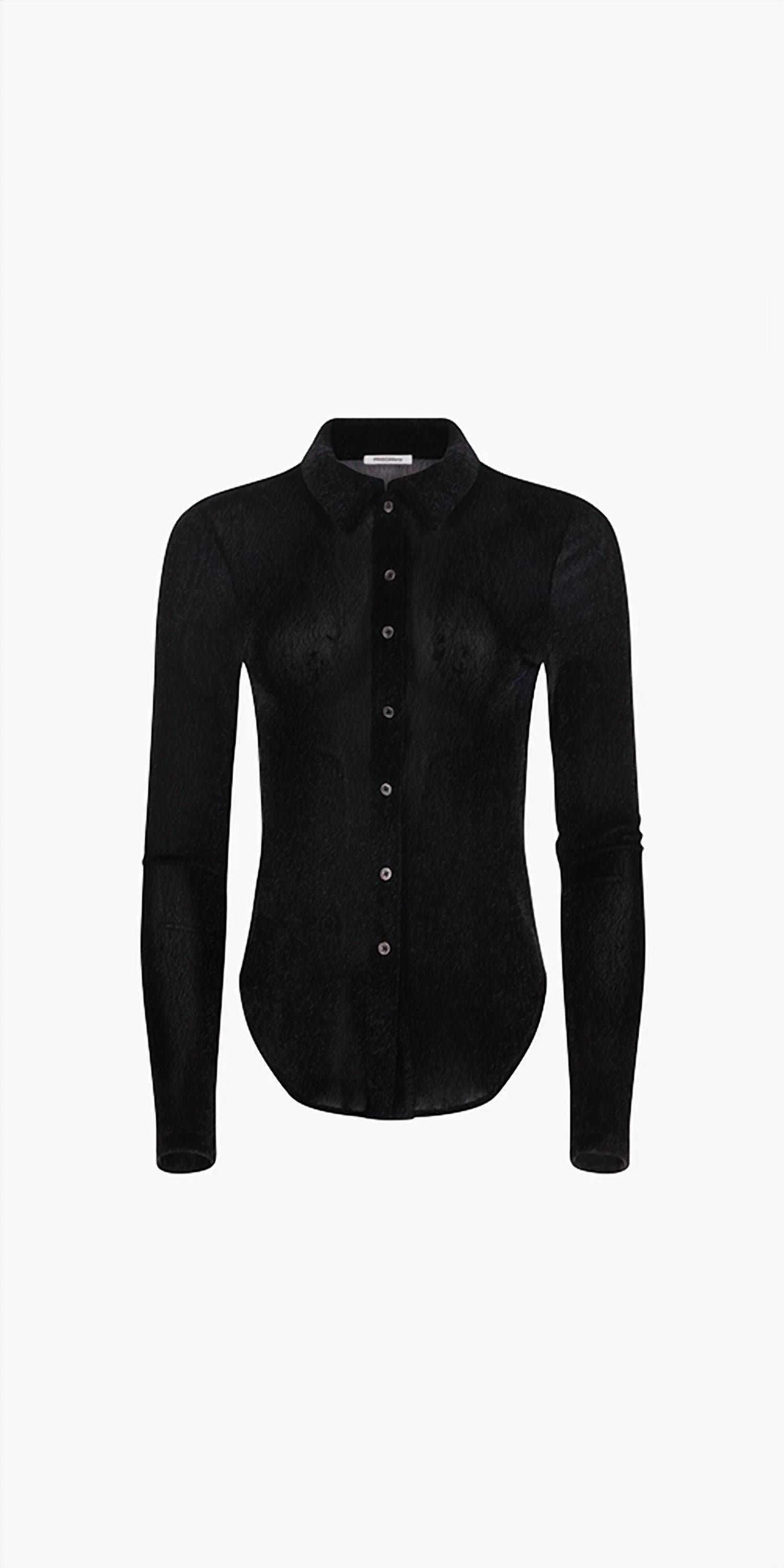 Priscavera - Velvet Mesh Button Down Shirt
